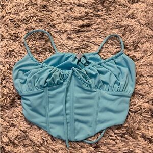 Garage Light Blue Ruched Crop Top